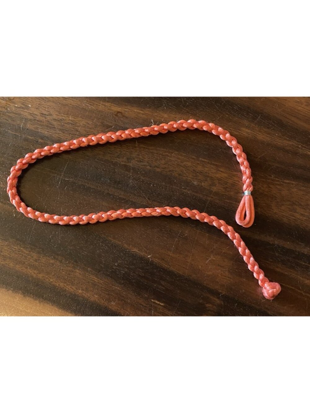 Deep Coral Braided Silk Pendant Cord Necklace 18” Total Length 1/4” Width